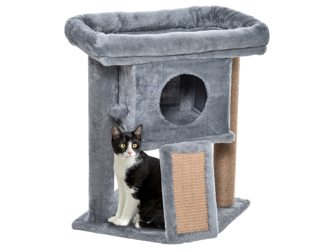 Árvore Gatos Claro 57cm, Caverna/plataforma, Carga Até5kg, Cinza
