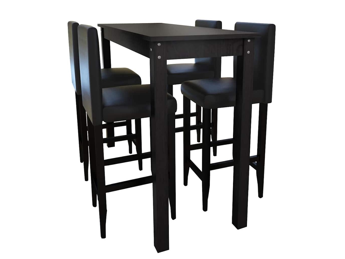 Mesa De Bar Com 4 Cadeiras De Bar Preto