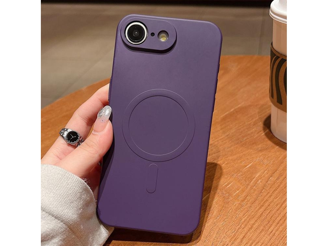 Capa Magsafe Para Iphone 17e / 16e - Silicone Líquido Com Cor Sólida | Magnética - Roxo Escuro