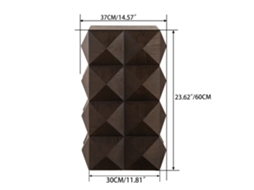 Mesa lateral de 60 cm em madeira maciça e MDF com superfície texturizada, marrom.