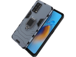 Capa Giratório Proteção Antiqueda Nível Militar para Oppo Oppo A74 4G HONGWE. Pele Sintética Textura Macia Magnética Azul