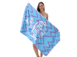 Yuysan Toalha De Praia Listrada Em Microfibra, Alta Absorção E Secagem Rápida, 160x80cm, Modelo B22, Cor Azul