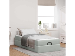 Vidaxl Estrutura De Cama Com Colchão 2 Pcs Cinzento-claro Veludo