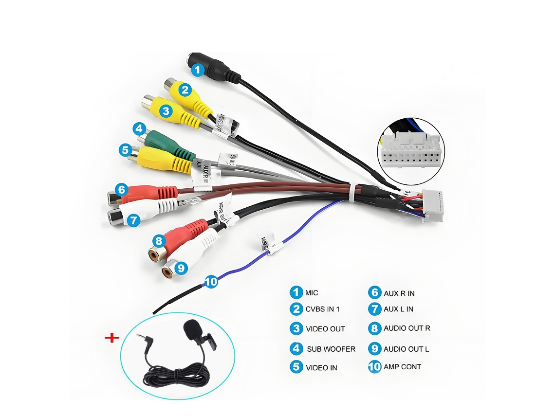 Cabo de 20 Pinos para Microfone Externo 2.5 mm – Sistema Mãos-livres para Rádio de Carro