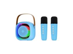 Mini máquina de karaokê sem fio Bluetooth com microfones duplos, ideal para festas KTV em casa, Yizhood (azul)