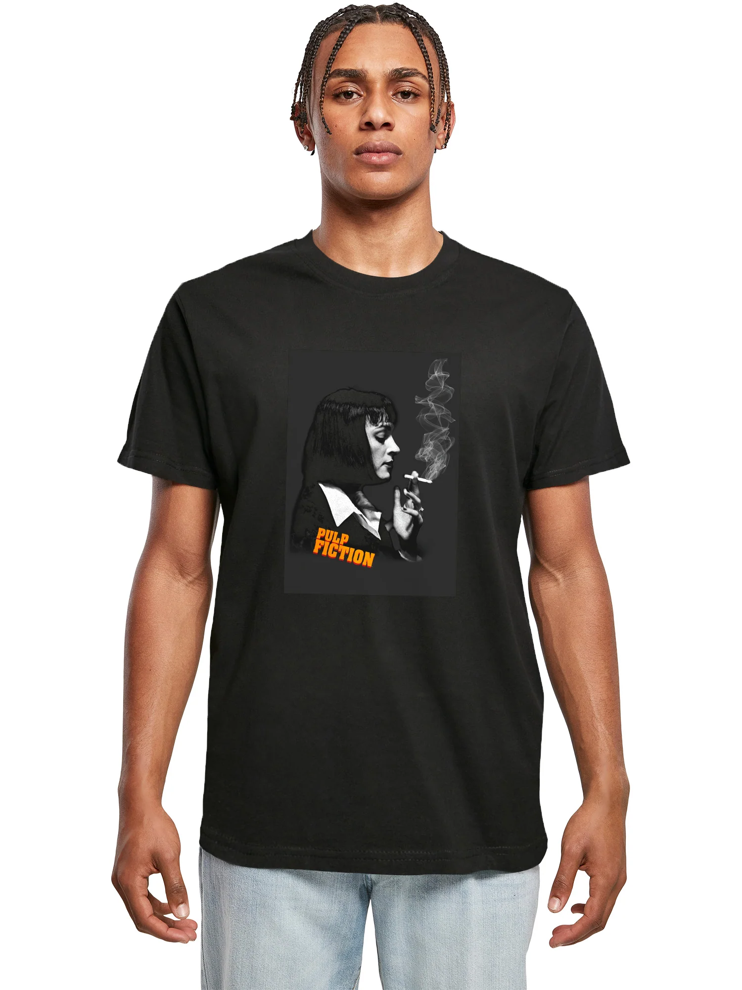 Rockinstone Pulp Fiction Men's T-shirt Mia Side Profile Tee - Black Size:xxxl
