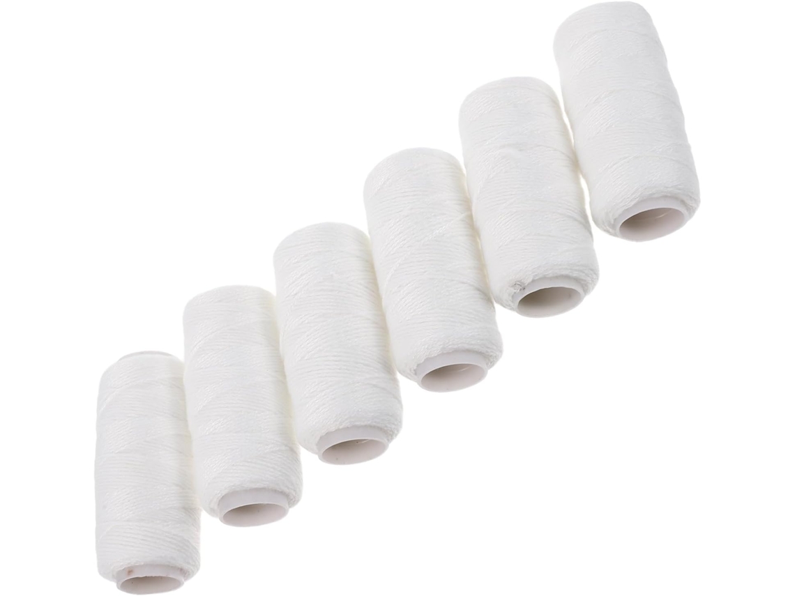 Conjunto de 6 Fios de Algodão Branco para Remoção de Pelos Faciais, Macios e Confortáveis ao Toque.