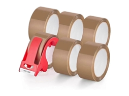 6 Rolos de Fita Adesiva Marrom para Embalagem com Dispensador, Refis de Fita Adesiva Resistente, 4,78 Cm de Largura, 60 Unidades. GOKOCO