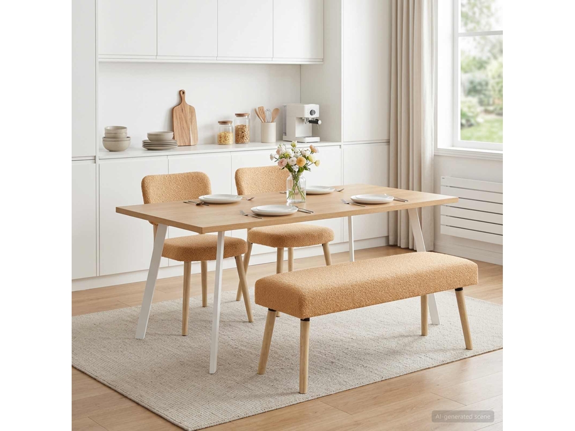 Vidaxl Banco Liso Bege 110 X 40 X 46 Cm Bouclé