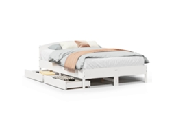 Cama Sem Colchão 150x200 cm Madeira de Pinho Maciça Branco MAISON EXCLUSIVE