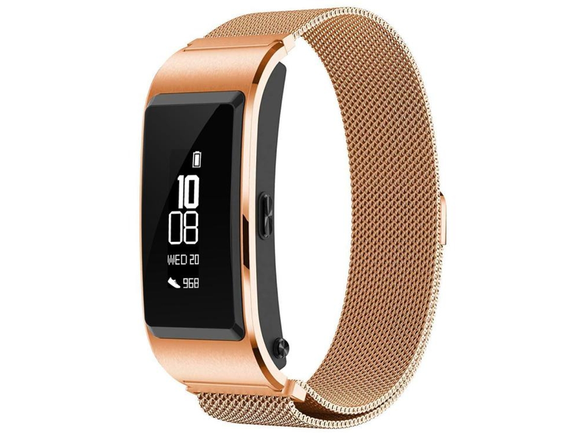 Bracelete Para Huawei Band B6 / B7 - Aço Inoxidável Milanês (16mm) Ouro Rosa