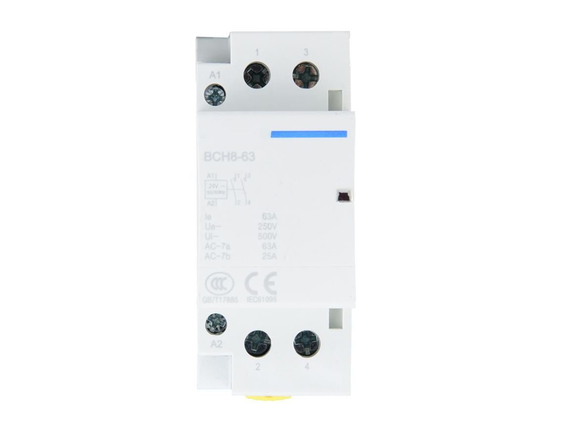 Contator Ca Residencial 2p 63a Com Fixação Em Rail Din, 1no 1nc (24v)