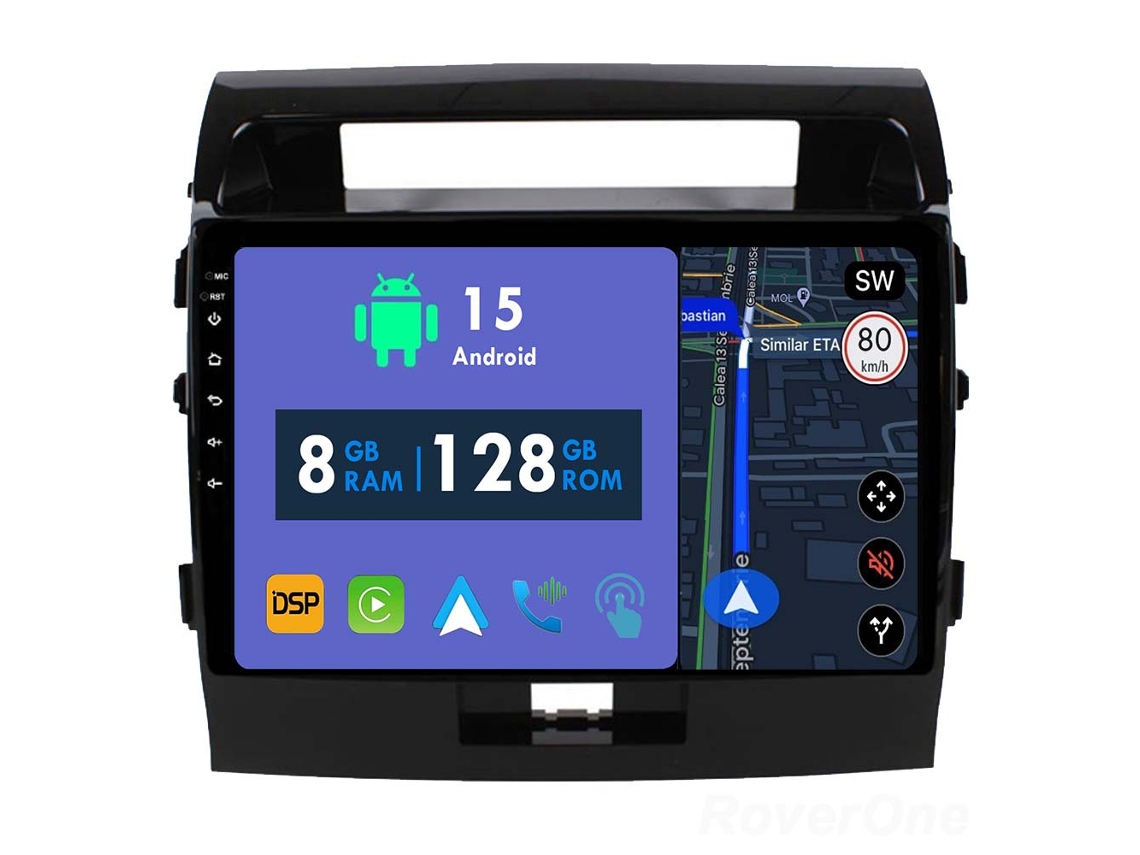 Auto Rádio Carro Bluetooth Autoradio 8GB RAM 128G ROM CarPlay Navegação GPS Ecrã Táctil RoverOne para Toyota Land Cruiser 11 200 2007-2015  