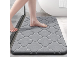 Tapete de Banheiro em Espuma Viscoelástica Ultramacia e Antiderrapante , Absorvente e Lavável À Máquina. MDUG (cinza Claro)