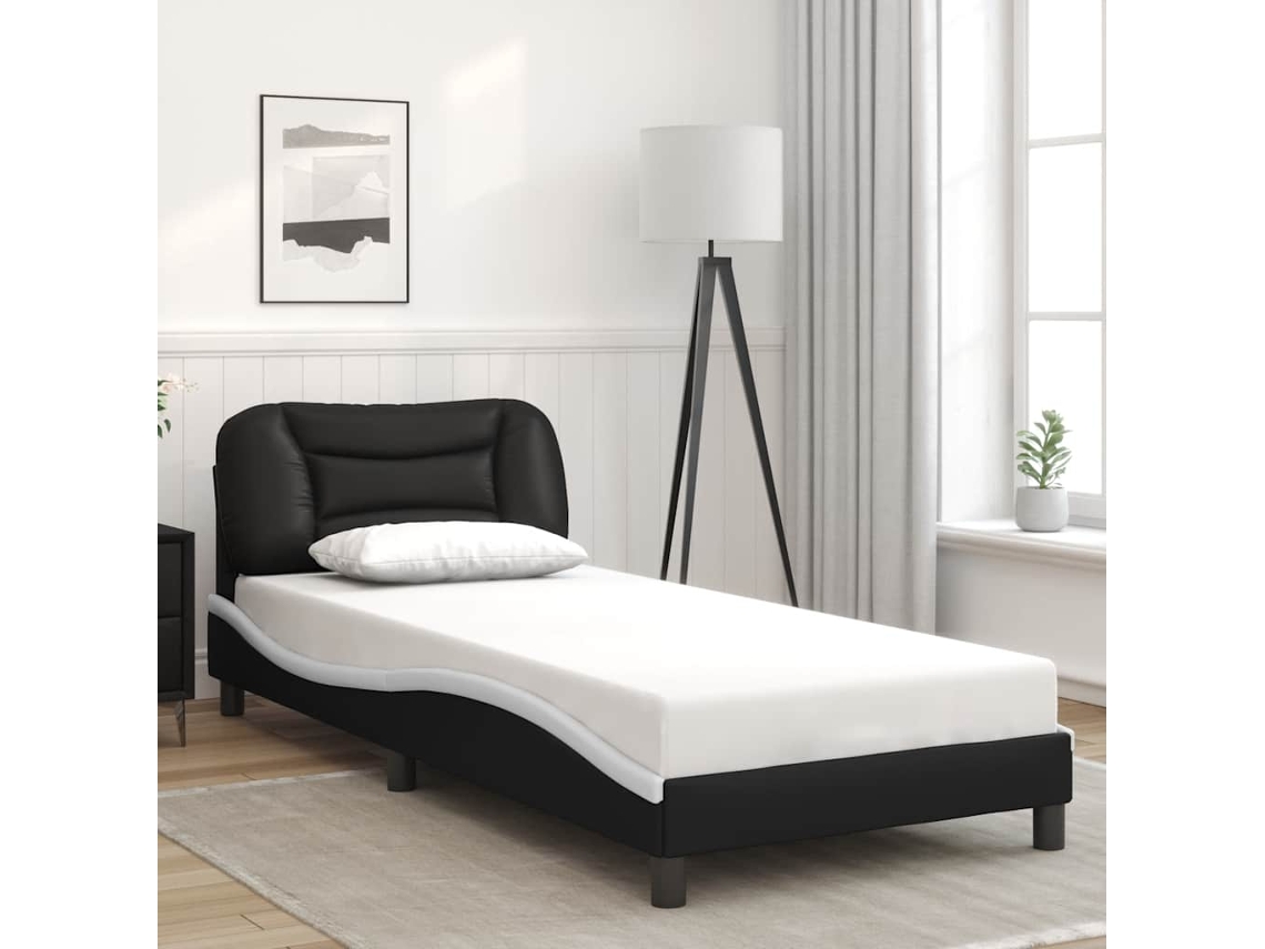 Vidaxl Estrutura De Cama Sem Colchão Hvar Couro Artificial Preto E Branco