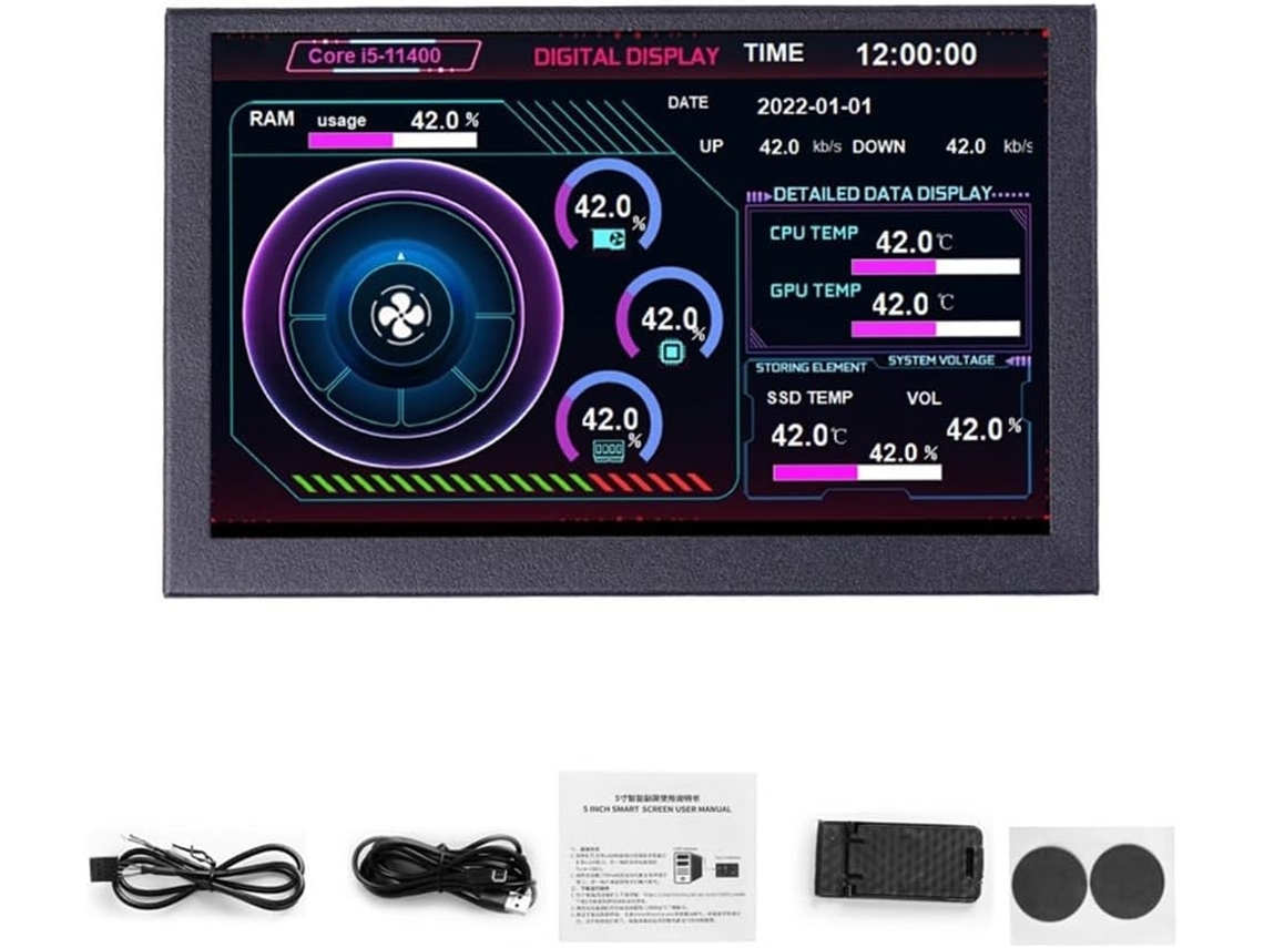 Chassi Para Submonitor De Placa Gráfica De Computador Ips Usb C De 5 Polegadas