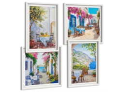 Composição De Quadros Acentos Cítricos Estilo Mediterrâneo Espelharte (4 Peças)