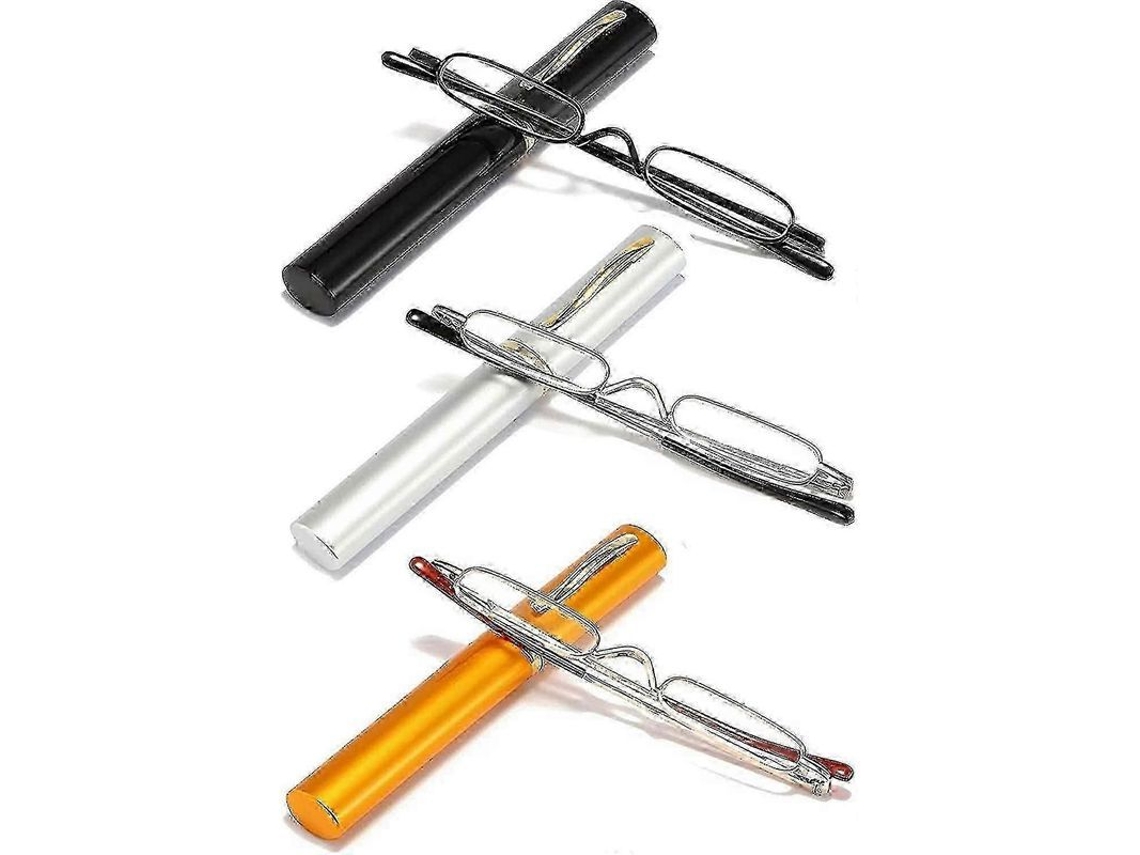 3 Pares De Óculos De Leitura De Metal Mini Delgados Leves Portáteis Com Estojo 150 Dioptrias 150 Dioptrias