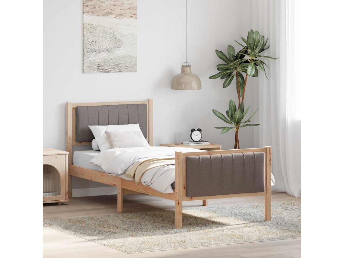Vidaxl Estrutura Da Cama Com Cabeceira Marrom E Taupe 75 X 190 Cm
