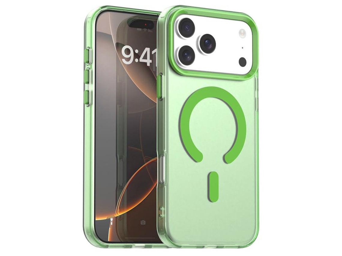 Capa Híbrida Para Iphone 17 Pro - Pc E Tpu Com Magsafe | Carregamento C-type | Candy Design - Verde