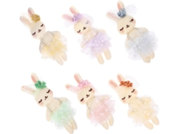 Conjunto De 6 Pelúcia Coelhos Recheados Com Algodão Pp E Tecido,