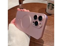 Capa Para Iphone 17 Pro Em Ouro Rosa Fosco, Magnética, À Prova De Poeira, Com Textura Metálica.