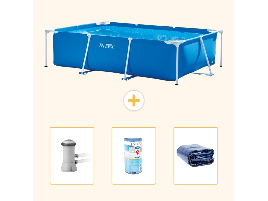 Intex Piscina Com Estrutura Retangular - 300x200x75 Cm - 4-peças S21254