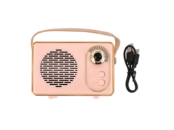 Altifalante Portátil Estilo Vintage Cute Som Estéreo Sem Fio 500mah Retro Bt Para Mesa E Quarto Rosa