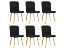 Vidaxl Cadeiras De Jantar 6 Pcs Tecido Preto