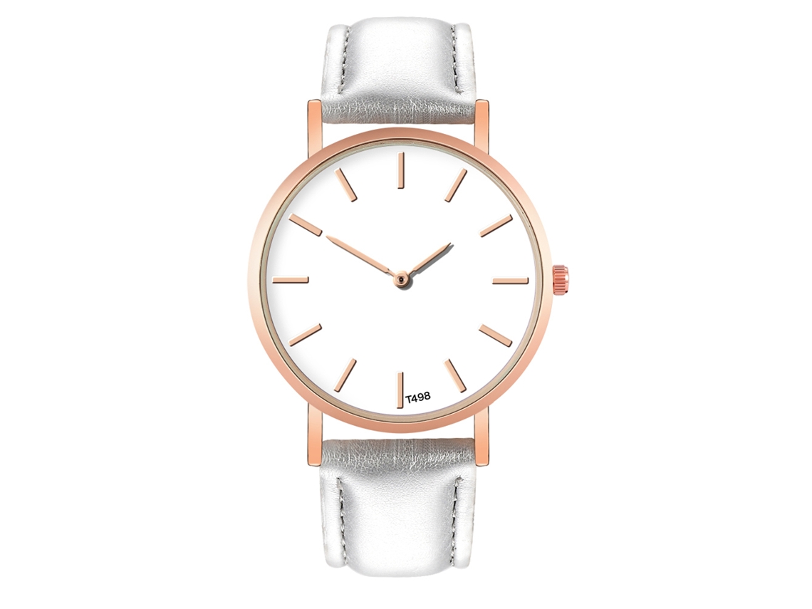 Reloj De Pulsera De Cuero Pu Moda Diseño Simple Cristal De Cuarzo Gris