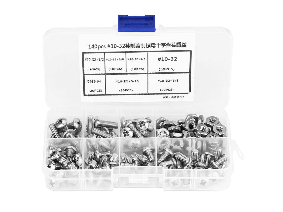 Kit Com 140 Parafusos De Cabeça Panela Phillips Em Aço Inoxidável 304, Tamanho 10, 32