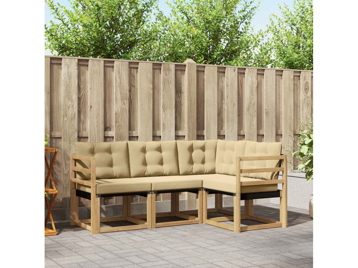 Vidaxl Conjunto De Sofás Para Exterior 4 Unid. Branco E Bege