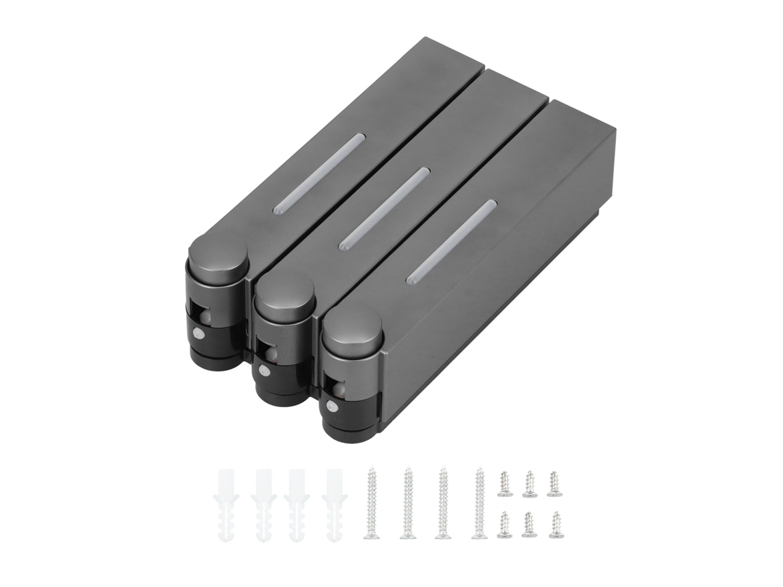 Dispensador de Sabão em Parede 3 Compartimentos Manual para Gel de Banho Shampoo Sabonete Preto S/MARCA