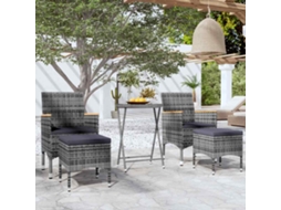 Vidaxl 5 Pcs Conj. Bistrô De Jardim Vime Pe E Vidro Temperado Cinzento