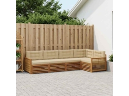 Vidaxl Conjunto De Sofás Para Exterior 5 Unid. Natural E Bege