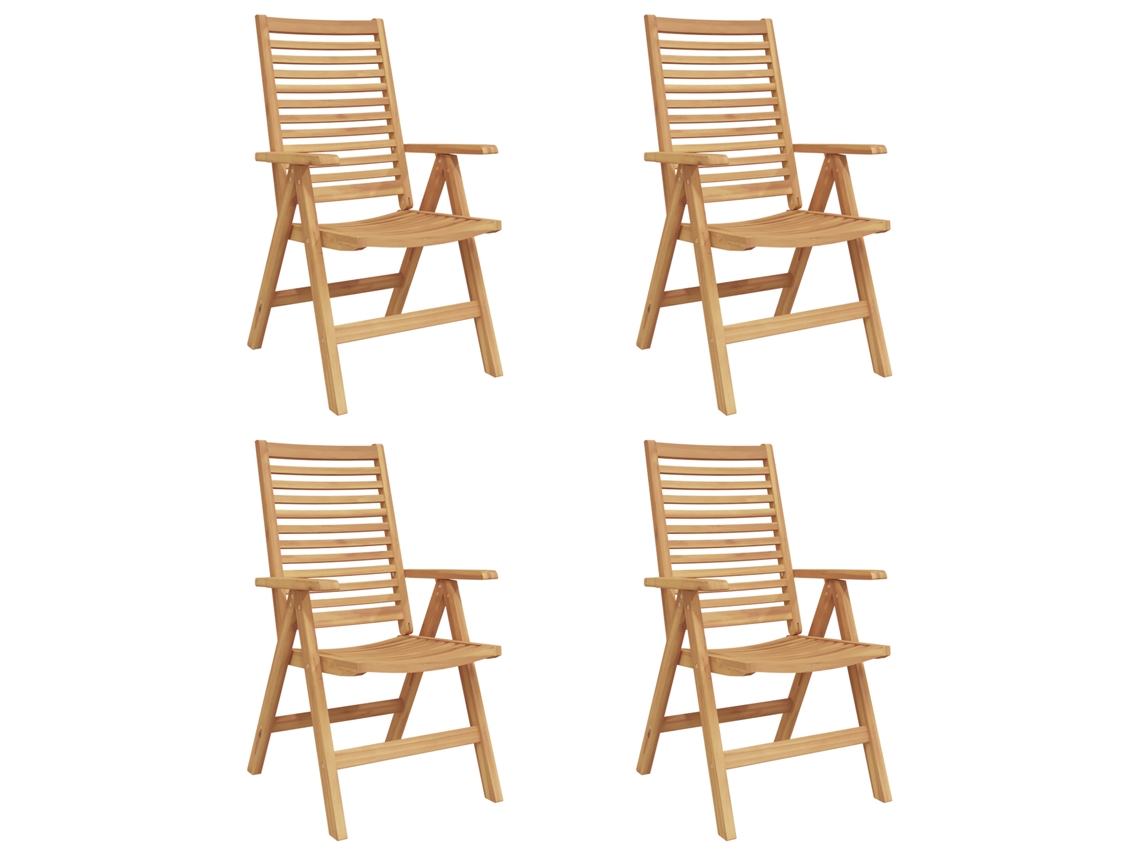 Conjunto 4 Espreguiçadeira Exterior Vidaxl Castanho Madeira De Teca Maciça (64,5 X 52 X 108 Cm)