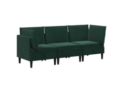 Conjunto 3 Conjunto De Sala De Estar Vidaxl Verde Veludo (210 X 70 X 82 Cm)