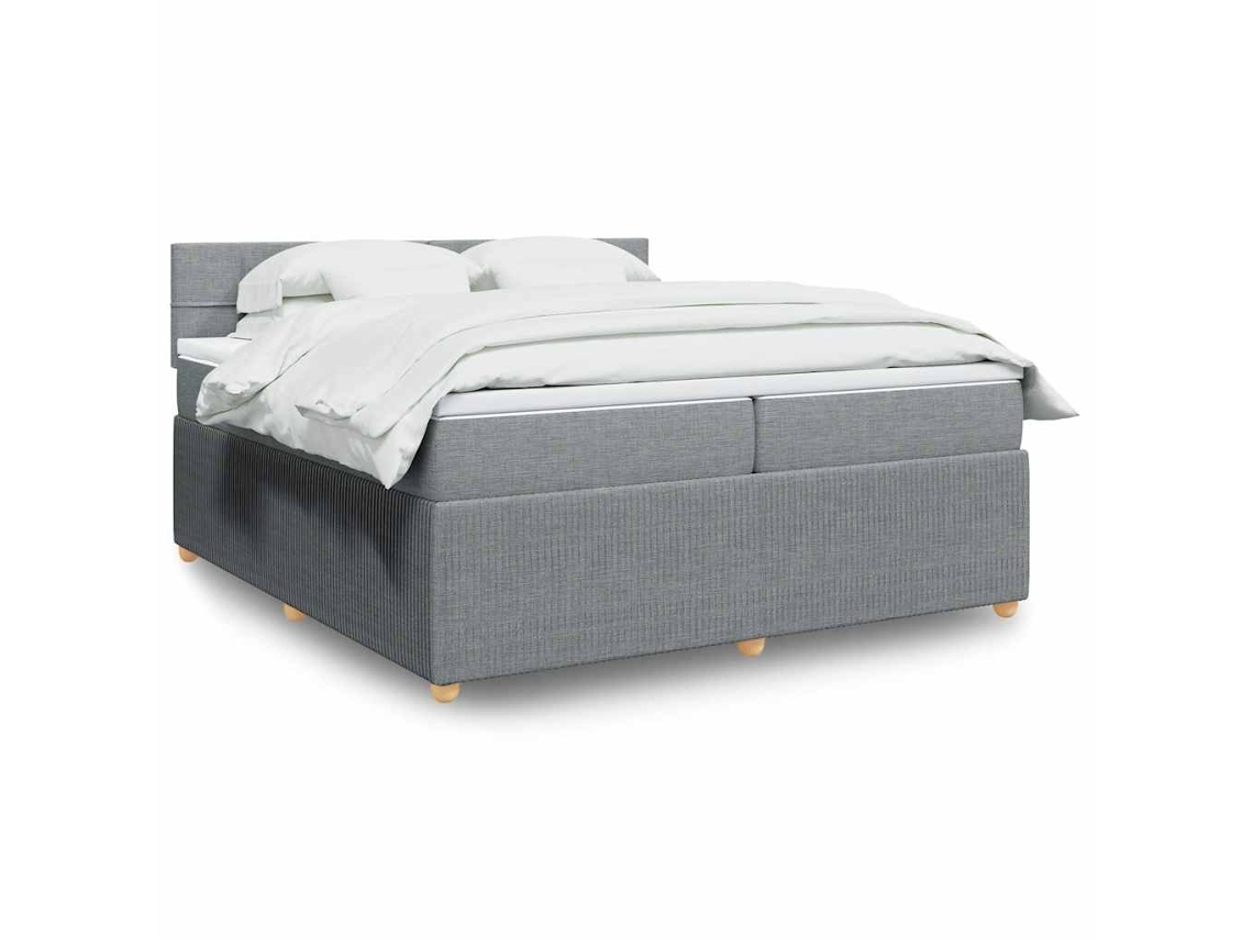 Vidaxl Cama Com Molas/colchão 200x200 Cm Tecido Cinza-claro