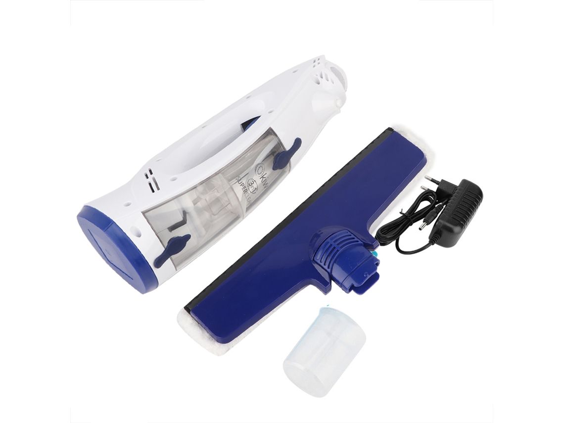 Limpador Elétrico de Janelas 2 em 1 com Spray, Raspagem, Sucção Portátil Sem Fio Branco Azul | S/MARCA