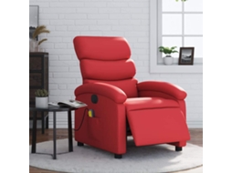 Poltrona de Sala - Cadeira de Descanso - Poltrona Massagens Reclinável Elétrica Couro Artif. Vermelho HARLANV1
