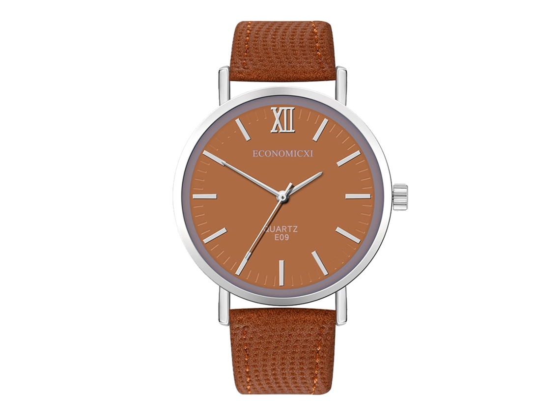 Reloj De Pulsera Analógico De Cuarzo Con Correa De Pu Casual Para Mujer Y Hombre (café)