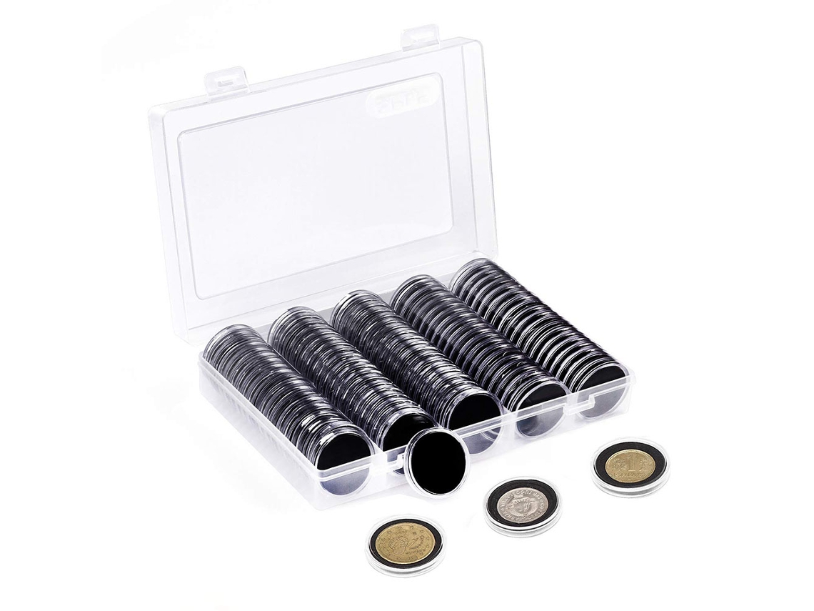 MEOIRUERY Conjunto De 100 Cápsulas Para Moedas 30 Mm Noonedibs Com Espuma Protetora Em 5 Tamanhos (17/20/25/27/30 Mm)
