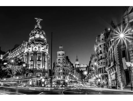 Quadro OEDIM Noite em Madrid (Preto e Branco - 100x100cm - PVC)