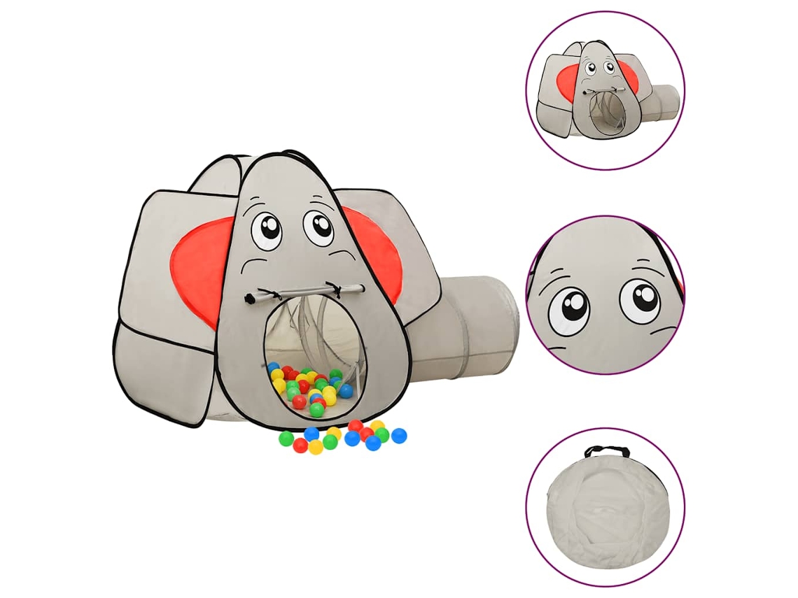Vidaxl Tenda De Brincar Em Forma De Elefante 174x86x101 Cm Cinzento