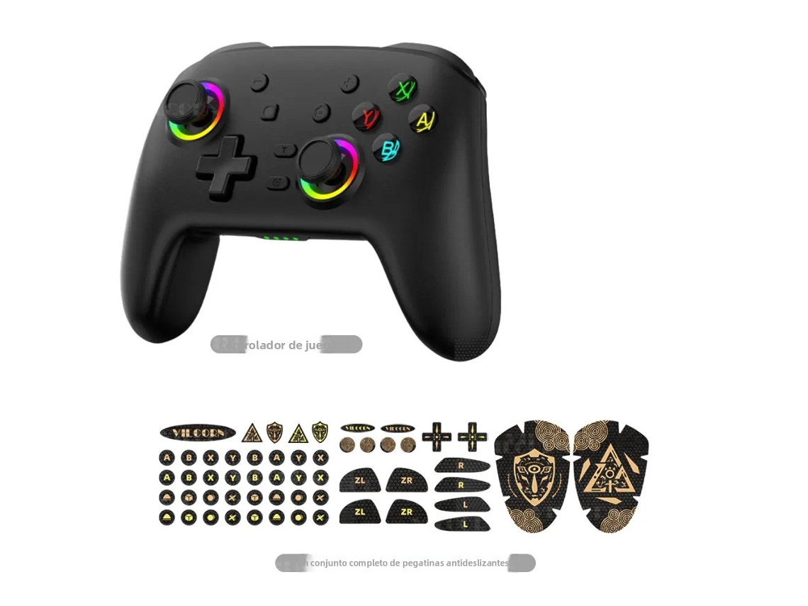 (estilo 1 Preto) Controle De Jogo Sem Fio Com Função De Vibração, Inclui Adesivos Antiderrapantes Para Personalização.
