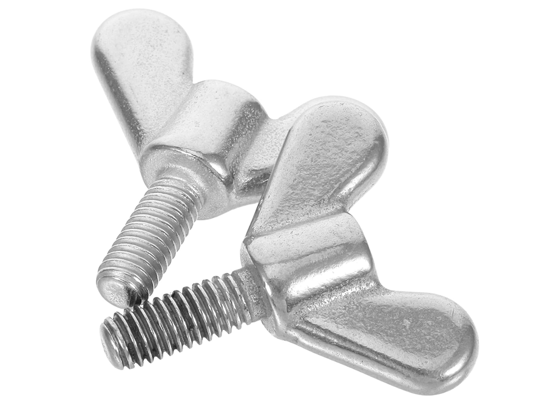 Porcas Borboleta para Mastros de Bandeira. Fixação Segura. Montagem Sem Ferramentas. 2 Peças M6 em Aço Inoxidável. CHABERLU