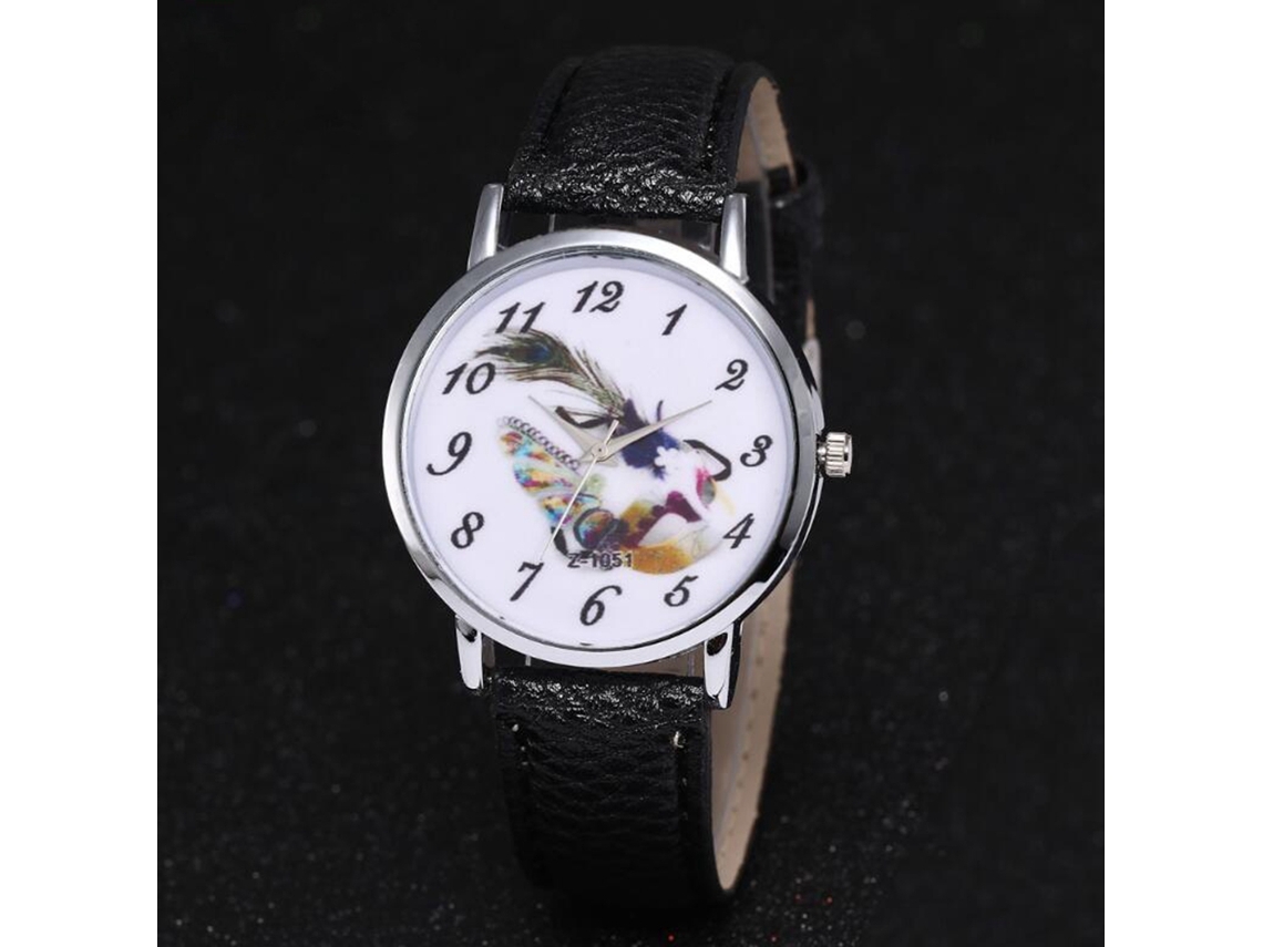 Relógio de pulso casual Zhoulianfa com mecanismo de quartzo e pulseira de couro sintético (preto)
