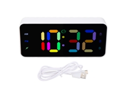 Reloj Espejo Digital Led Rgb Com 4 Niveles De Brillo Y 2 Puertos Usb Despertador Para Quarto Branco