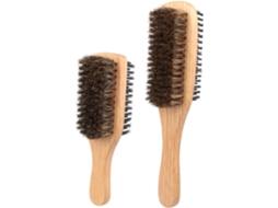 Escova Masculina Para Barba E Cabelo, Dupla Face, Cerdas De Javali E Nylon, Cabo De Madeira, Conjunto Com 2 Unidades