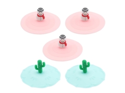 5pcs Tampas De Copo De Silicone De Desenho Animado Allinless